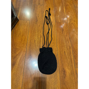 Women's Saks Fifth Avenue Black Crocheted Crossbody Bag One Size